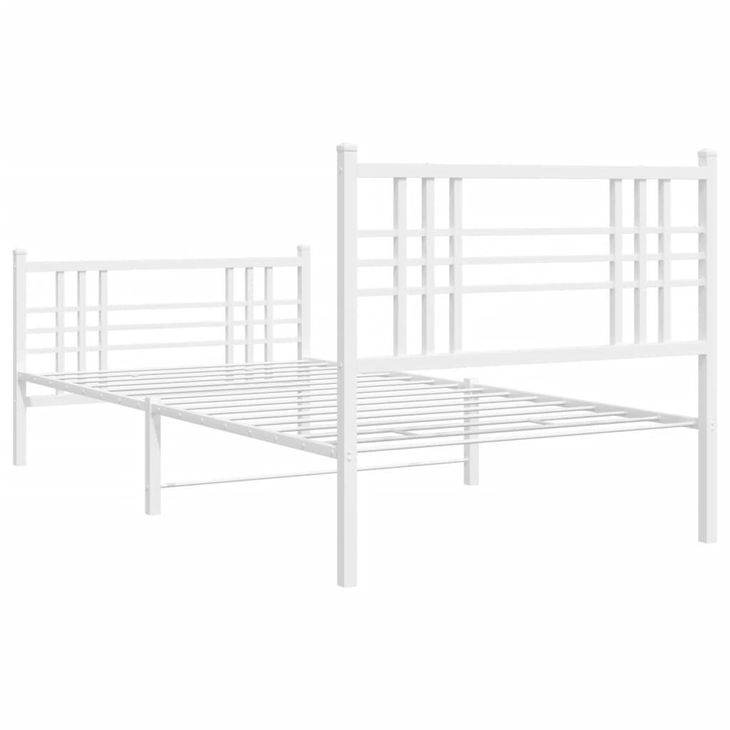 Estrutura de cama com cabeceira e pés 107x203 cm metal branco