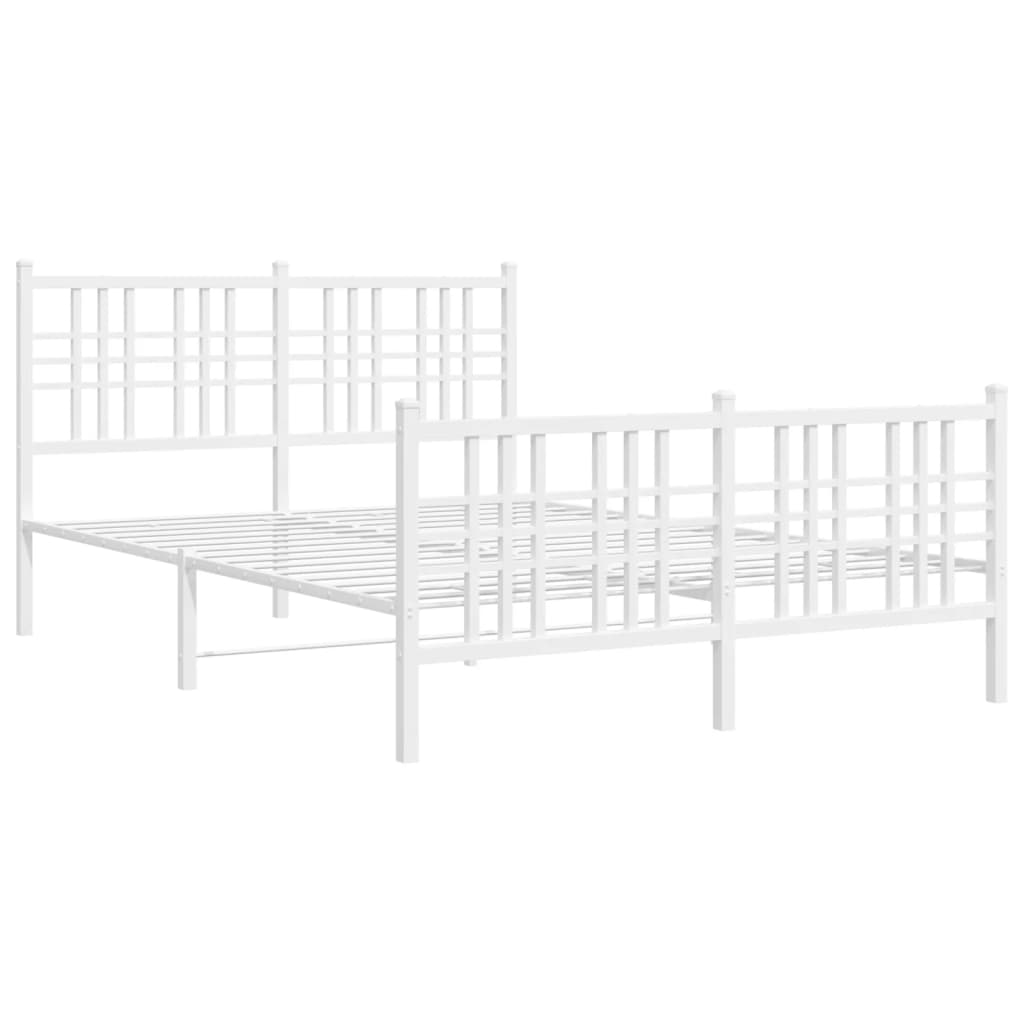 Estrutura de cama com cabeceira e pés 120x190 cm metal branco