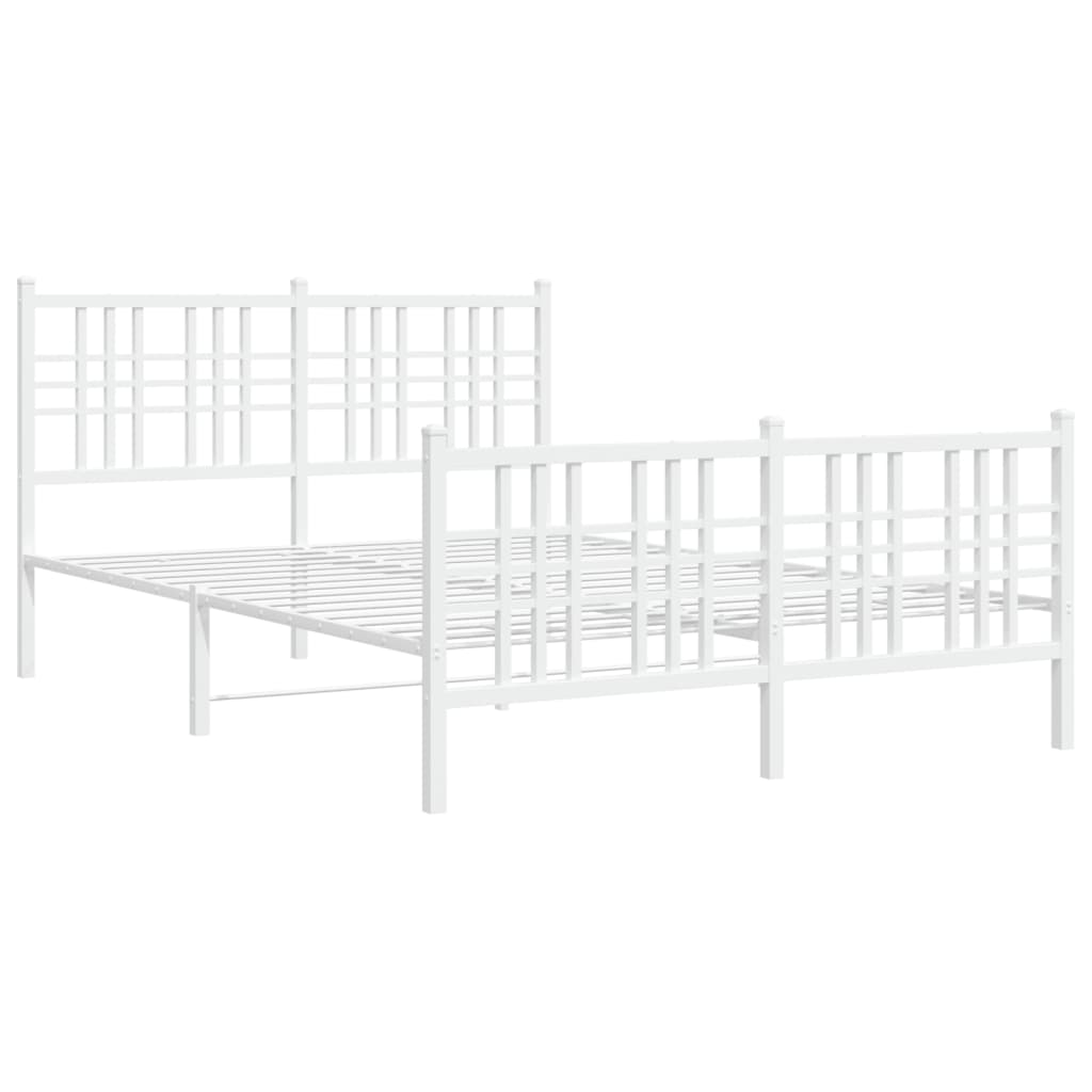 Estrutura de cama com cabeceira e pés 120x200 cm metal branco