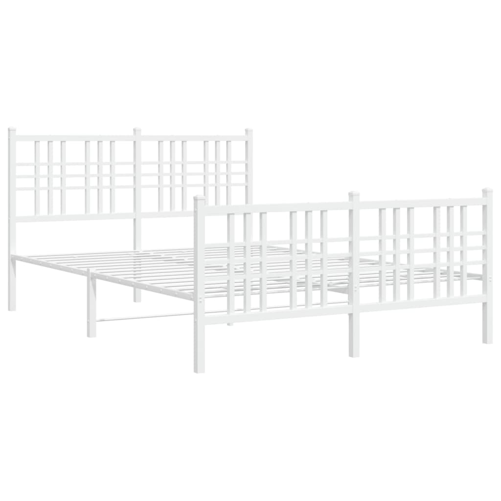 Estrutura de cama com cabeceira e pés 137x190 cm metal branco