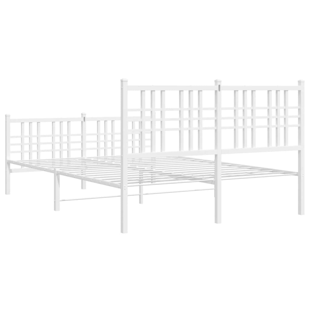 Estrutura de cama com cabeceira e pés 137x190 cm metal branco