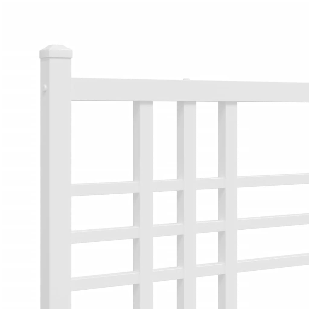 Estrutura de cama com cabeceira e pés 137x190 cm metal branco