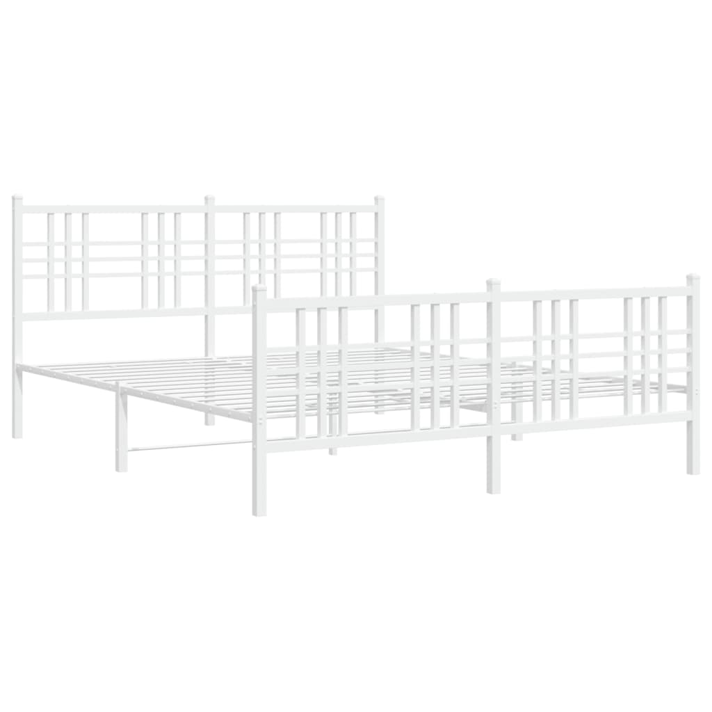 Estrutura de cama com cabeceira e pés 150x200 cm metal branco