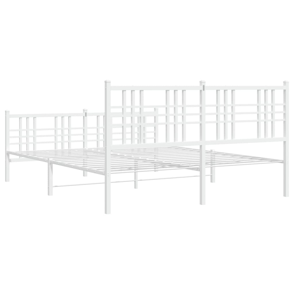 Estrutura de cama com cabeceira e pés 150x200 cm metal branco