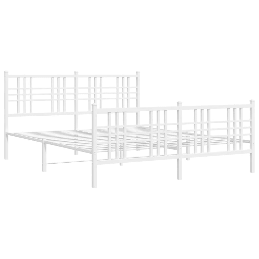 Estrutura de cama com cabeceira e pés 160x200 cm metal branco