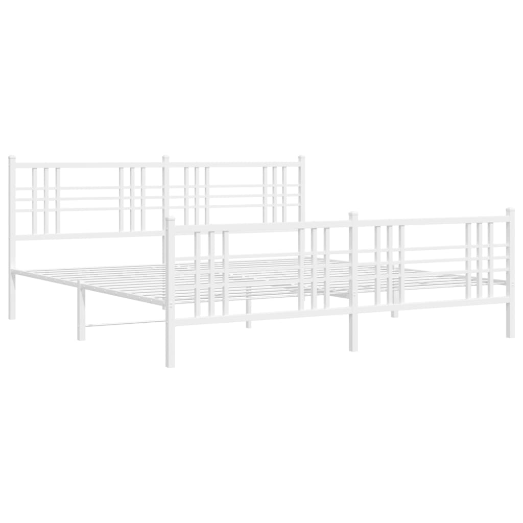 Estrutura de cama com cabeceira e pés 180x200 cm metal branco