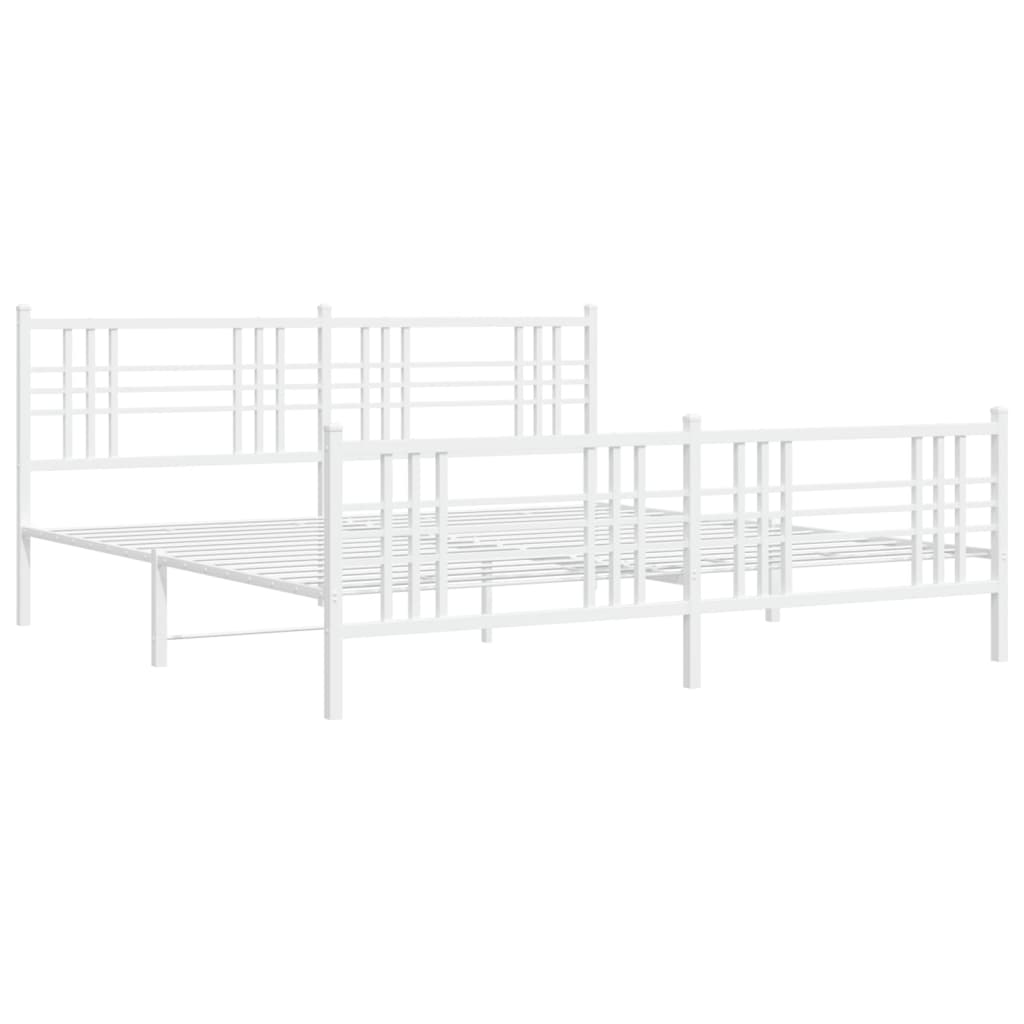 Estrutura de cama com cabeceira e pés 183x213 cm metal branco