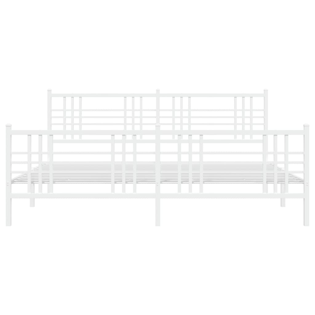 Estrutura de cama com cabeceira e pés 183x213 cm metal branco