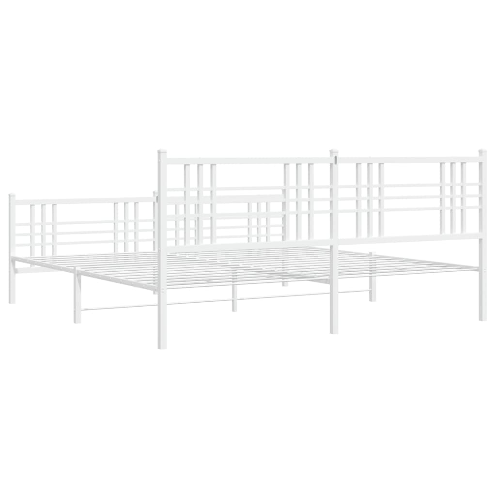 Estrutura de cama com cabeceira e pés 200x200 cm metal branco