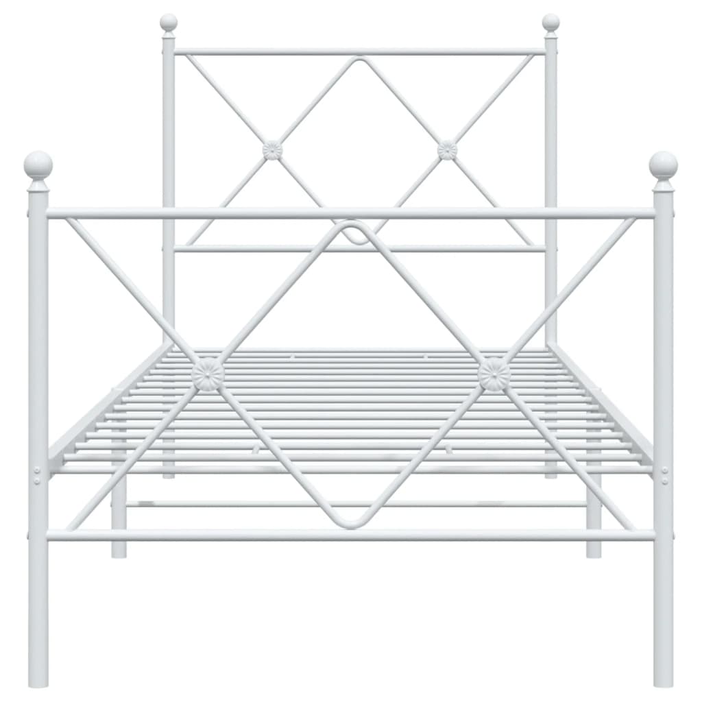 Estrutura de cama com cabeceira e pés 75x190 cm metal branco