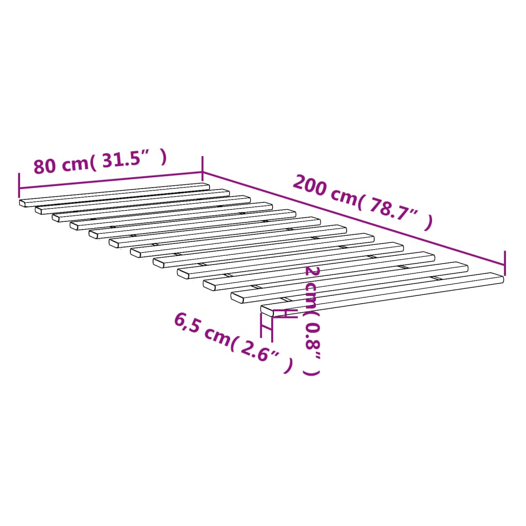 Ripas para estrado de cama 80x200 cm madeira de pinho maciça