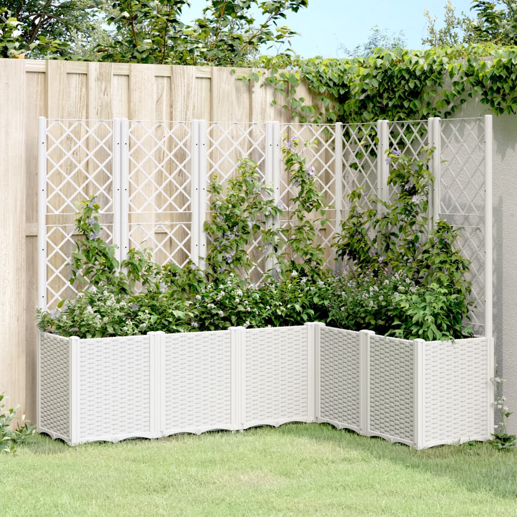 Vaso/floreira jardim c/ treliça 160x120x140 cm PP branco