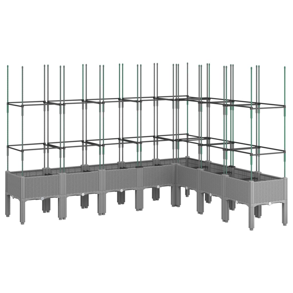 Vaso/floreira jardim c/ treliça 200x160x142,5 cm PP cinza-claro