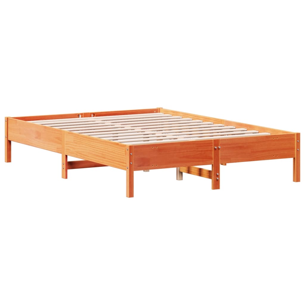 Estrutura de cama 120x200 cm madeira pinho maciça castanho cera