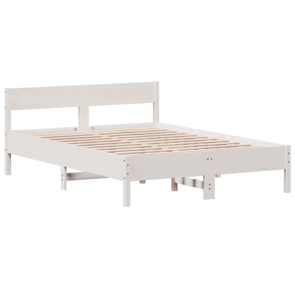 Estrutura de cama com cabeceira 160x200 cm pinho maciço branco