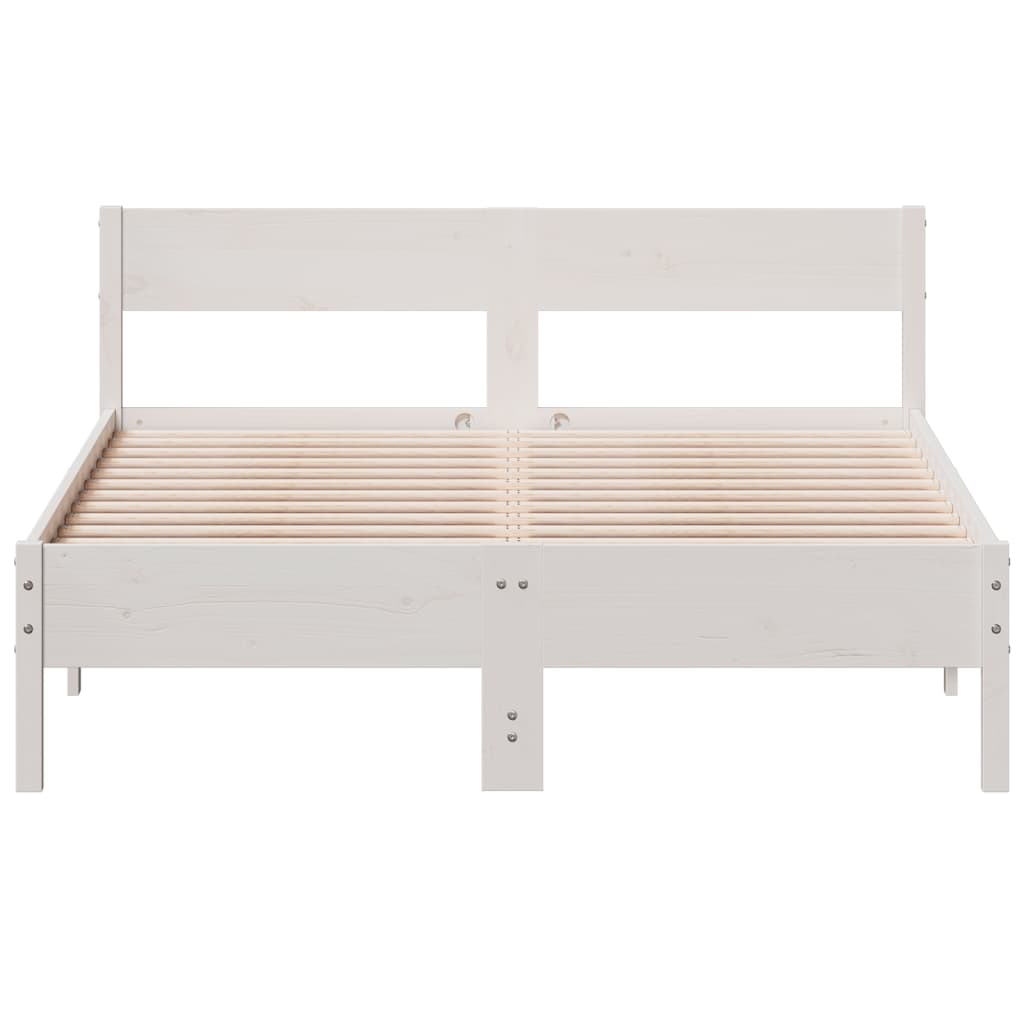 Estrutura de cama com cabeceira 160x200 cm pinho maciço branco