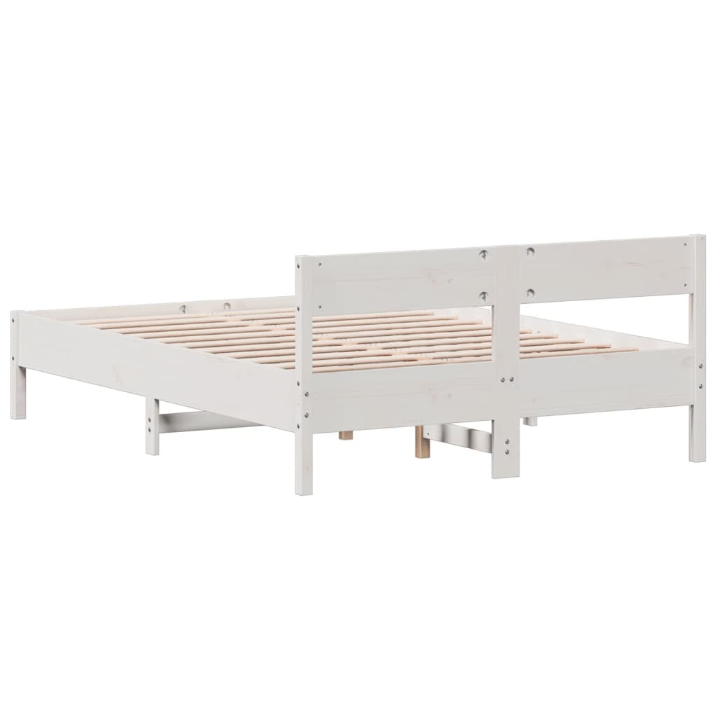 Estrutura de cama c/ cabeceira 150x200 cm pinho maciço branco