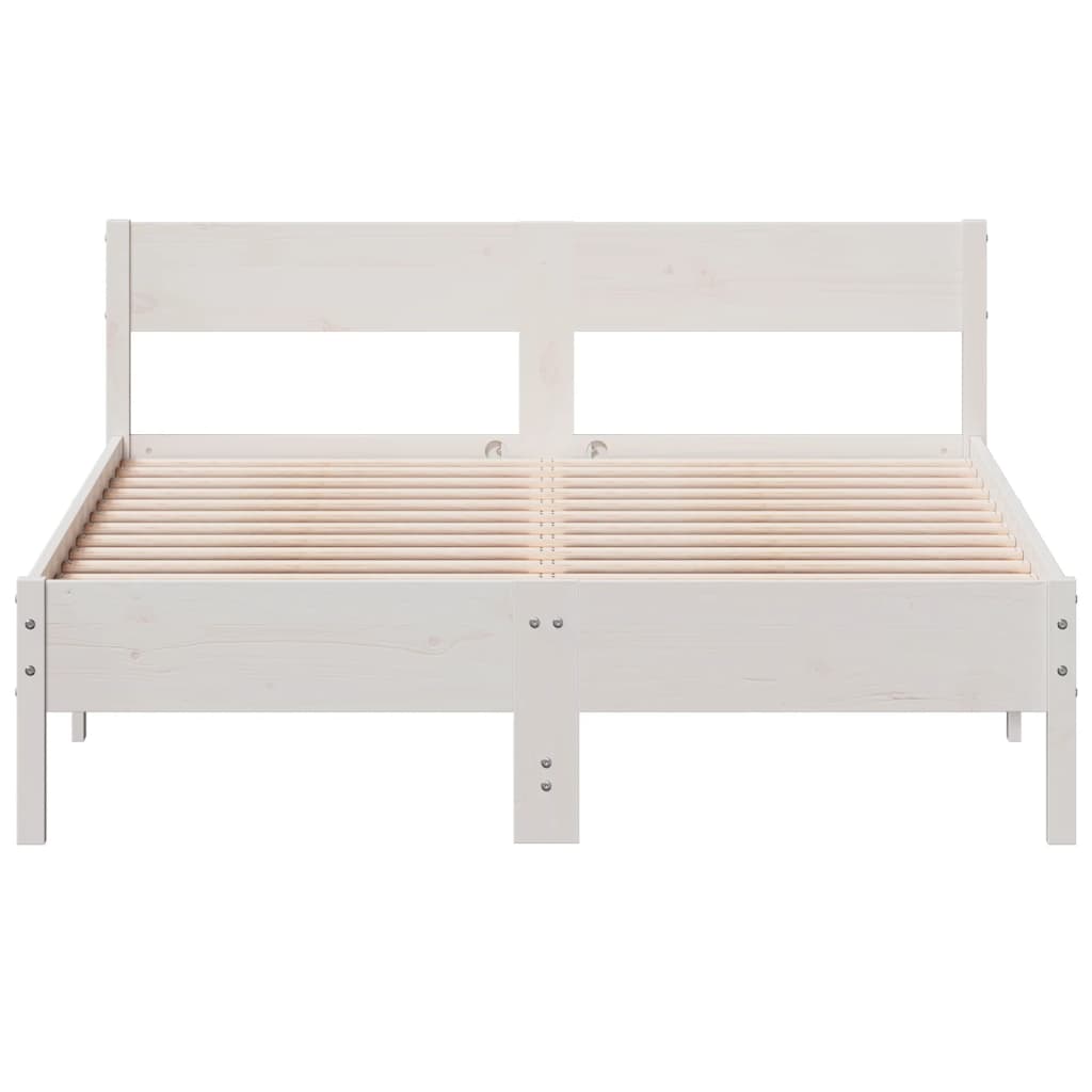 Estrutura de cama com cabeceira 140x200 cm pinho maciço branco