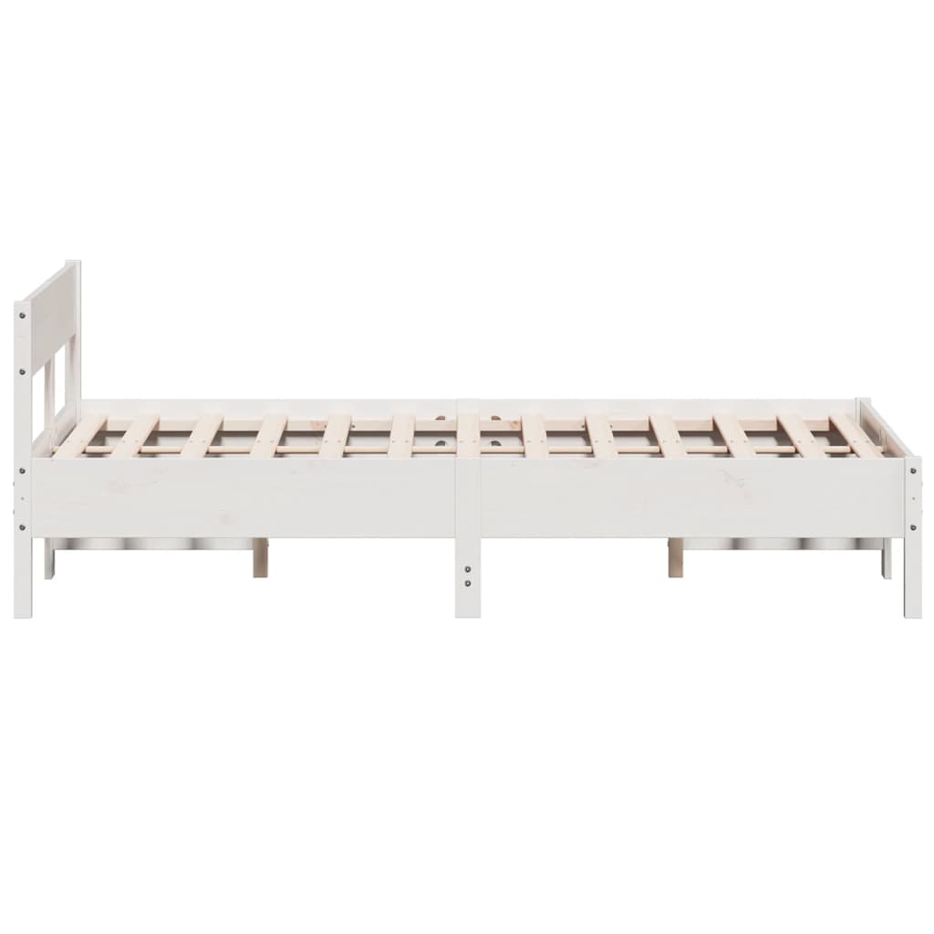 Estrutura de cama com cabeceira 140x200 cm pinho maciço branco