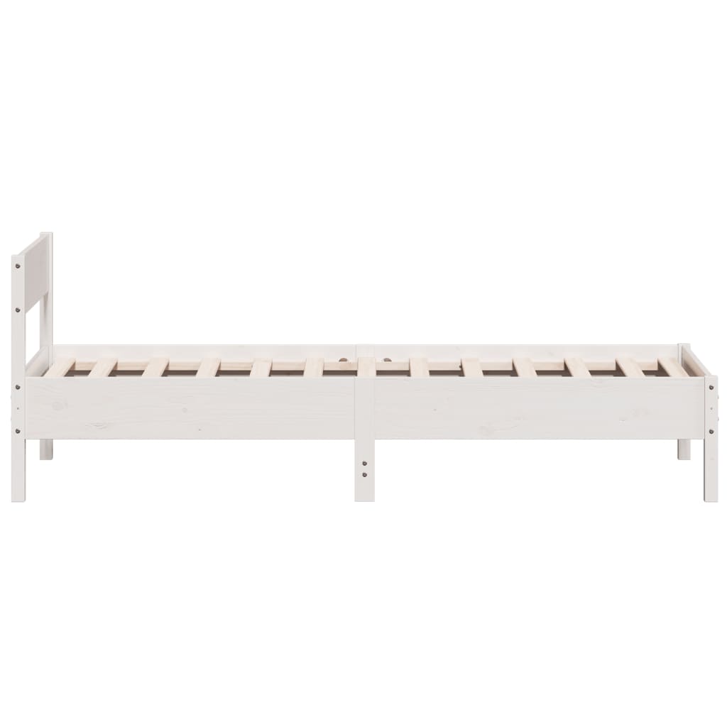 Estrutura de cama com cabeceira 100x200cm pinho maciço branco