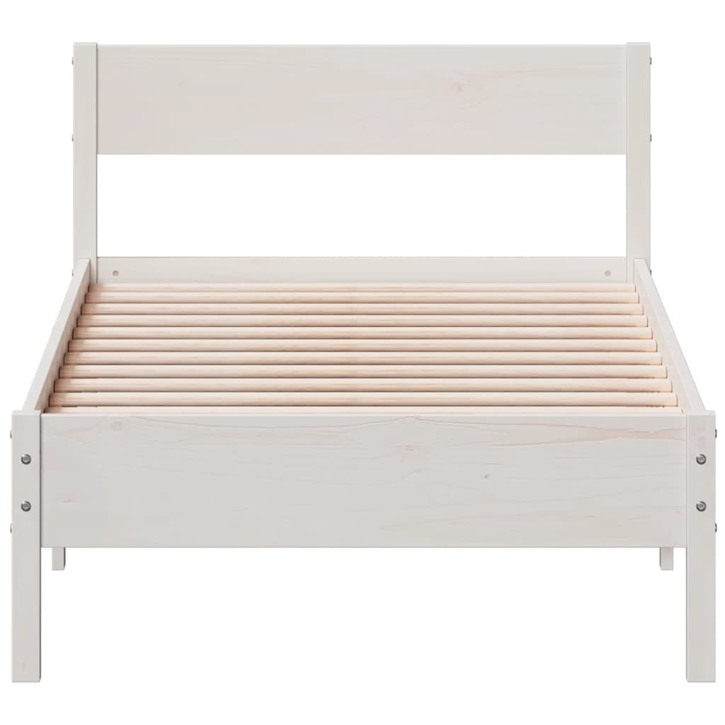 Estrutura de cama com cabeceira 90x200 cm pinho maciço branco