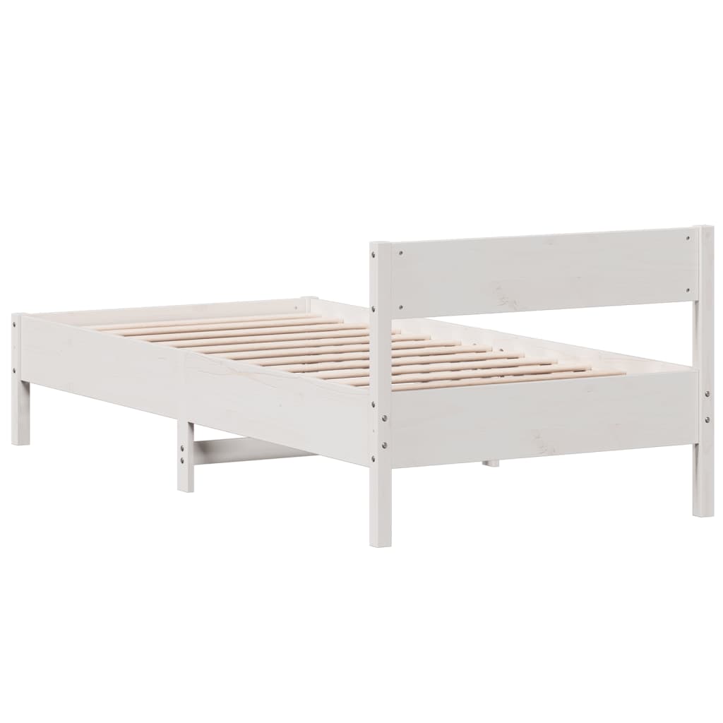 Estrutura de cama com cabeceira 90x200 cm pinho maciço branco