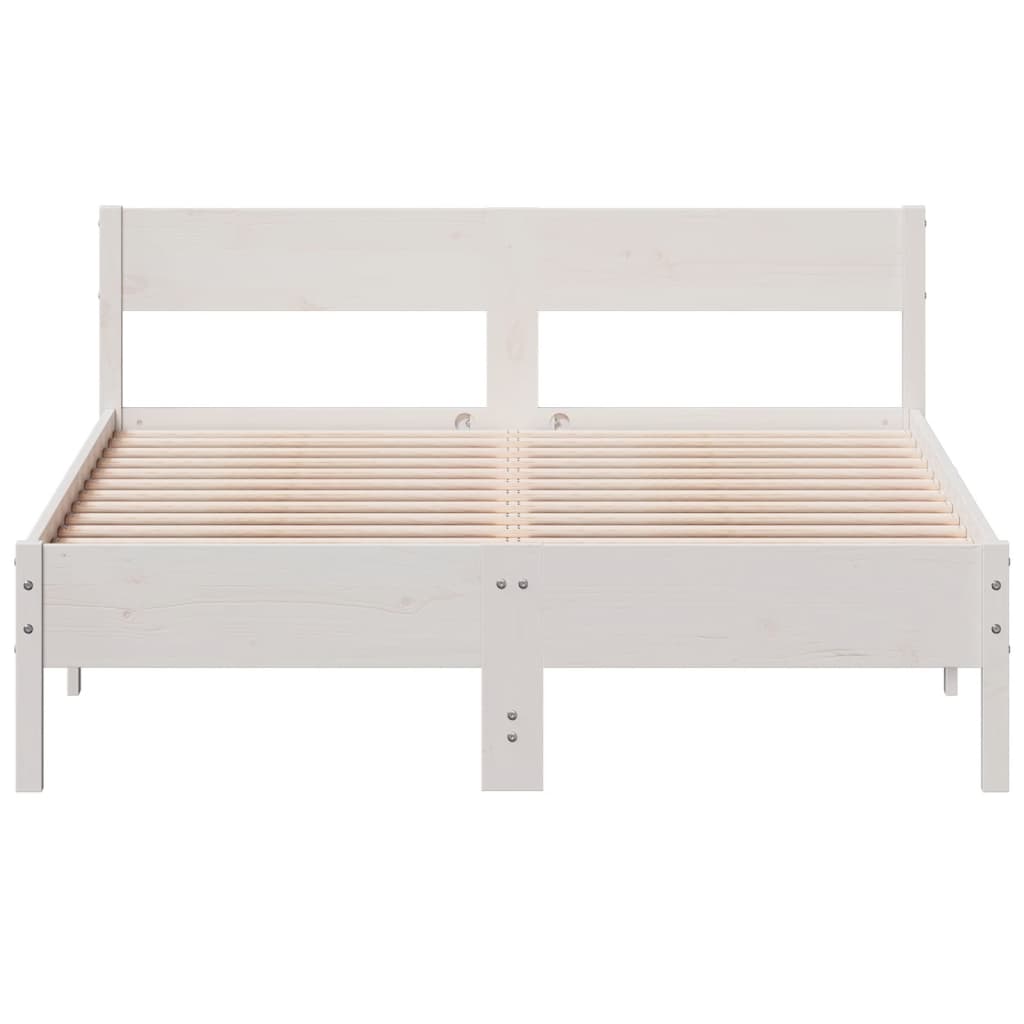 Estrutura cama c/ cabeceira 140x190 cm pinho maciço branco