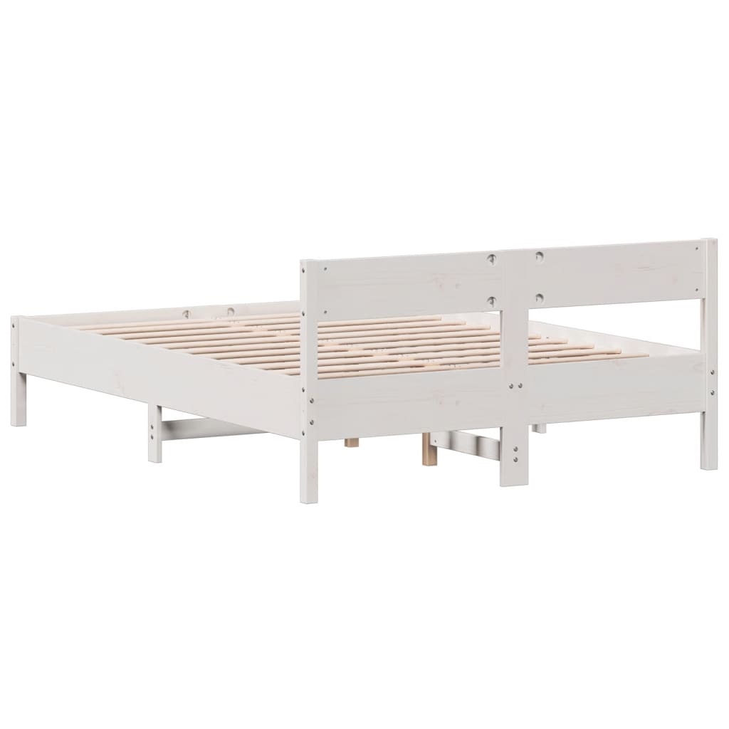 Estrutura cama c/ cabeceira 140x190 cm pinho maciço branco