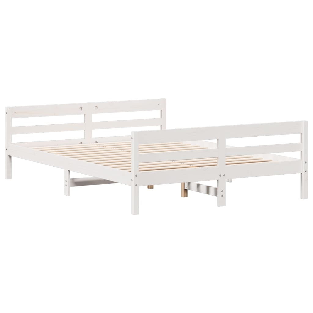 Estrutura de cama com cabeceira 120x200 cm pinho maciço branco