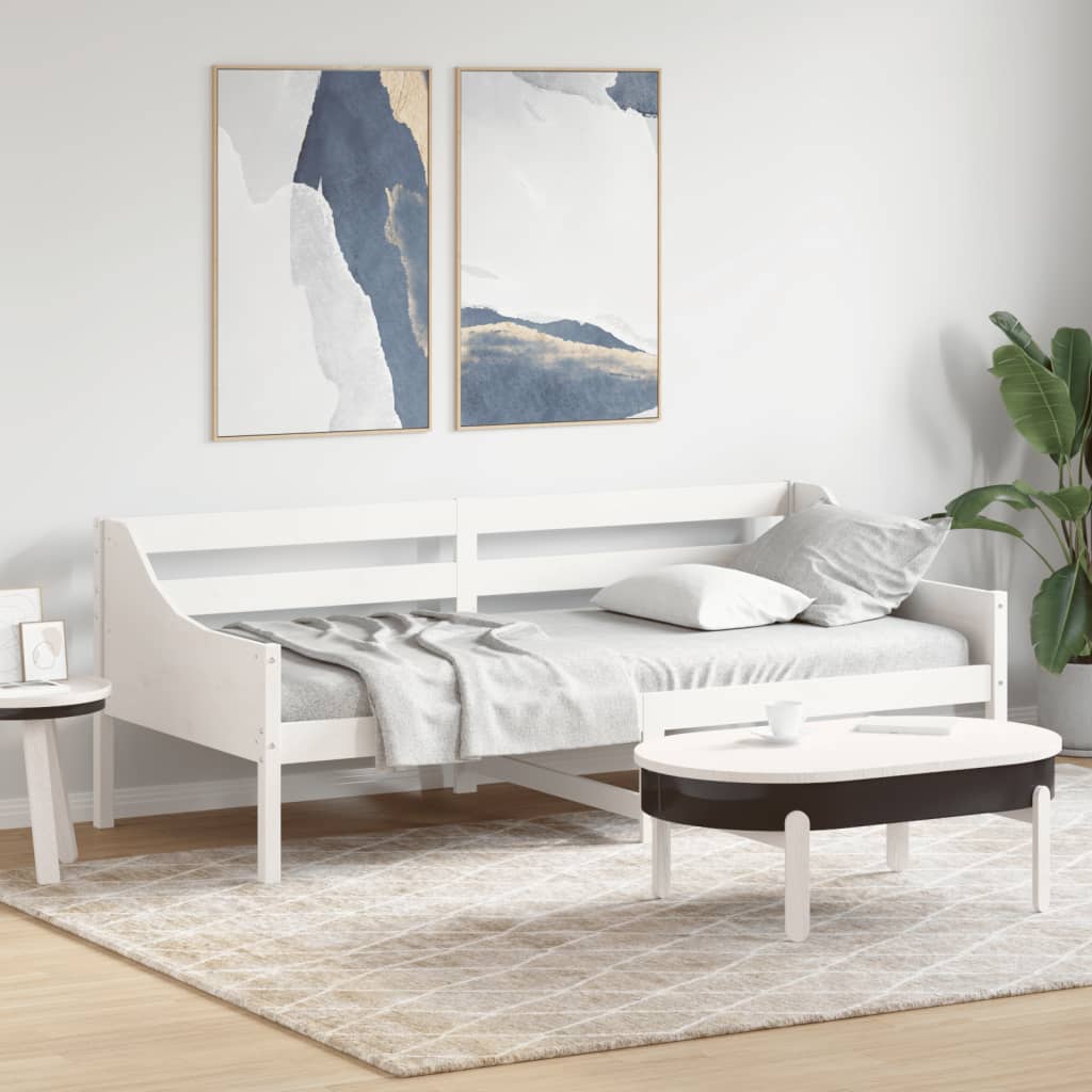 Sofá-cama 80x200 cm madeira de pinho maciça branco