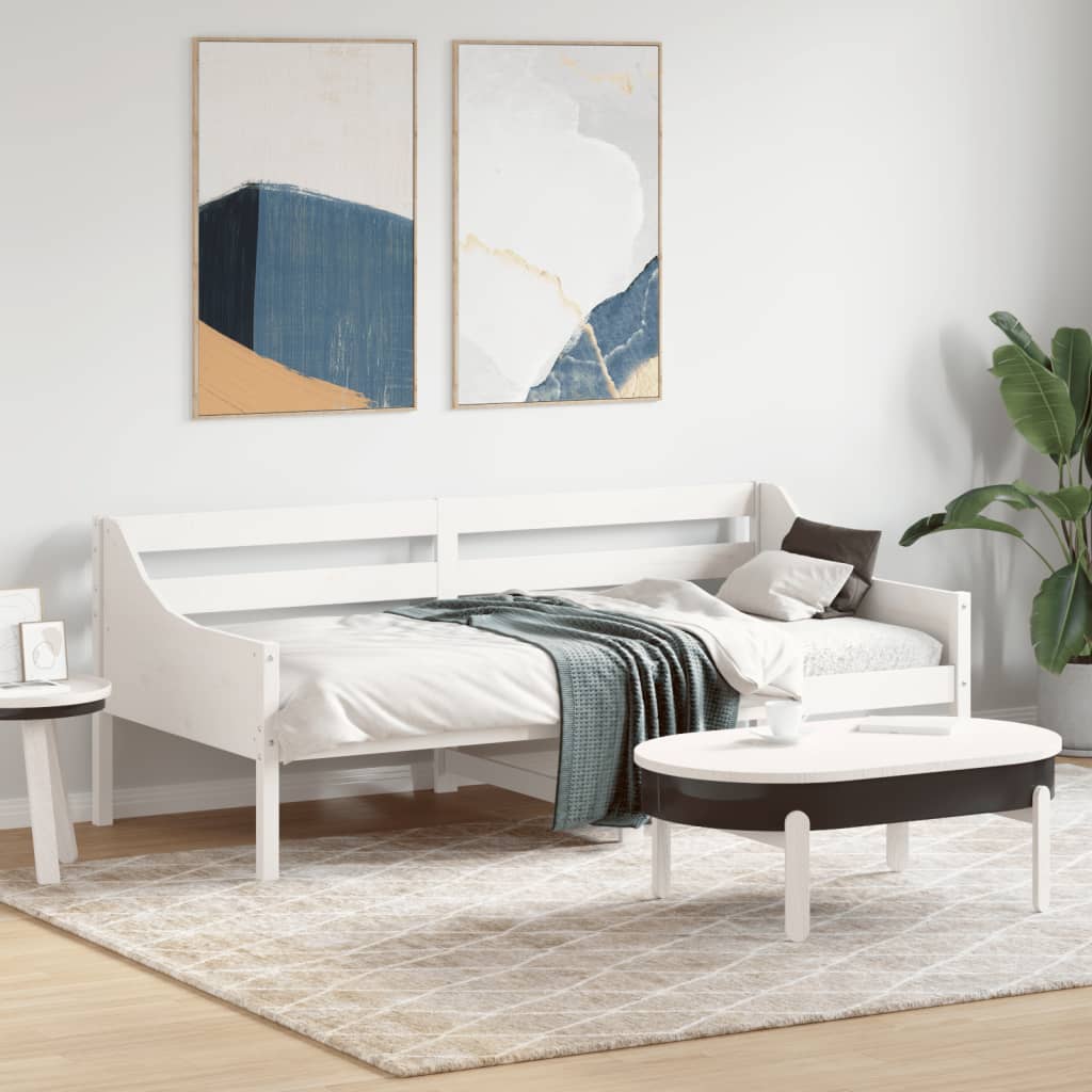 Sofá-cama 90x190 cm madeira de pinho maciça branco