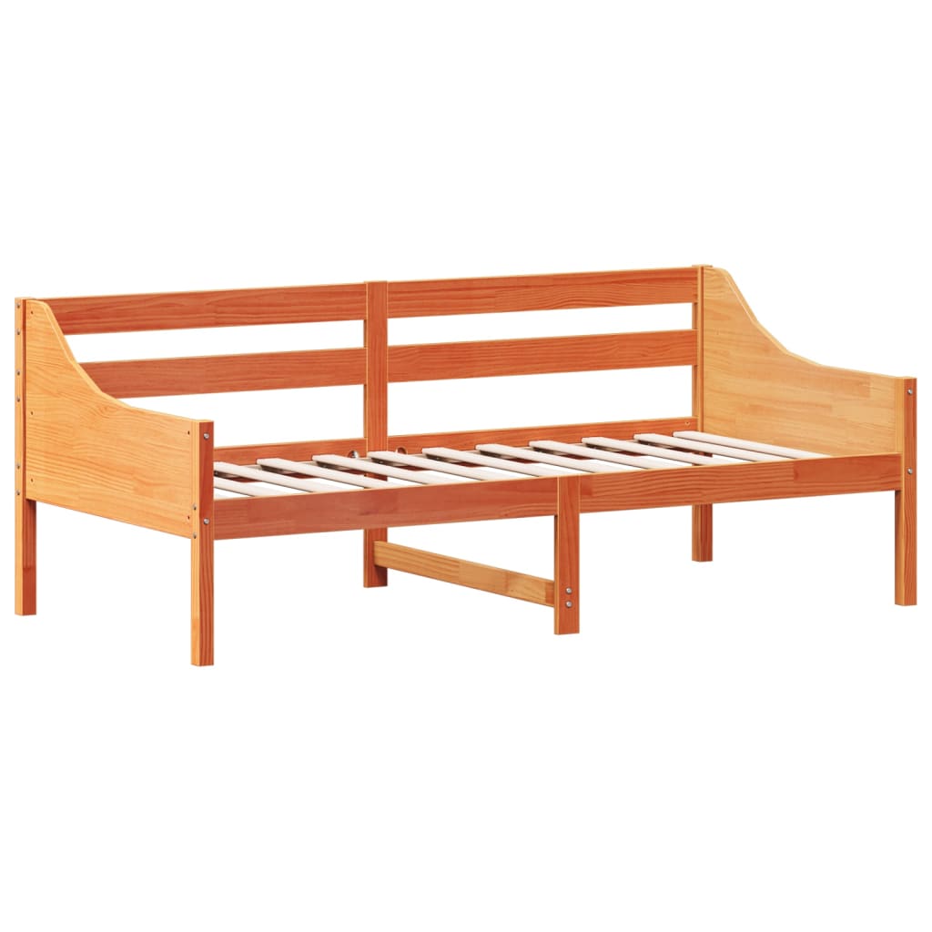 Sofá-cama 90x190 cm madeira de pinho maciça castanho cera