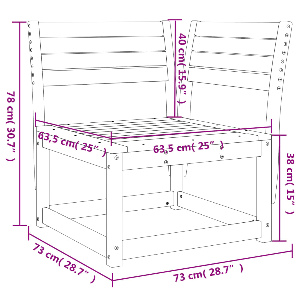 Sofá de canto para jardim 73x73x78 cm pinho maciço branco