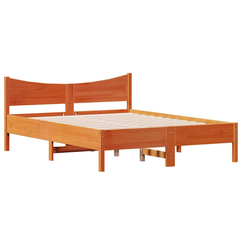 Estrutura de cama 120x200 cm madeira pinho maciça castanho cera