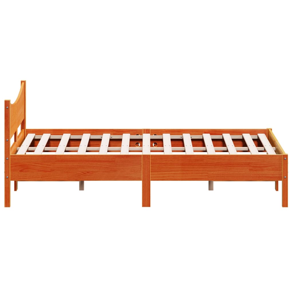 Estrutura de cama 120x200 cm madeira pinho maciça castanho cera