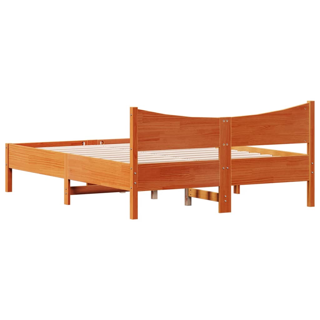 Estrutura de cama 120x200 cm madeira pinho maciça castanho cera