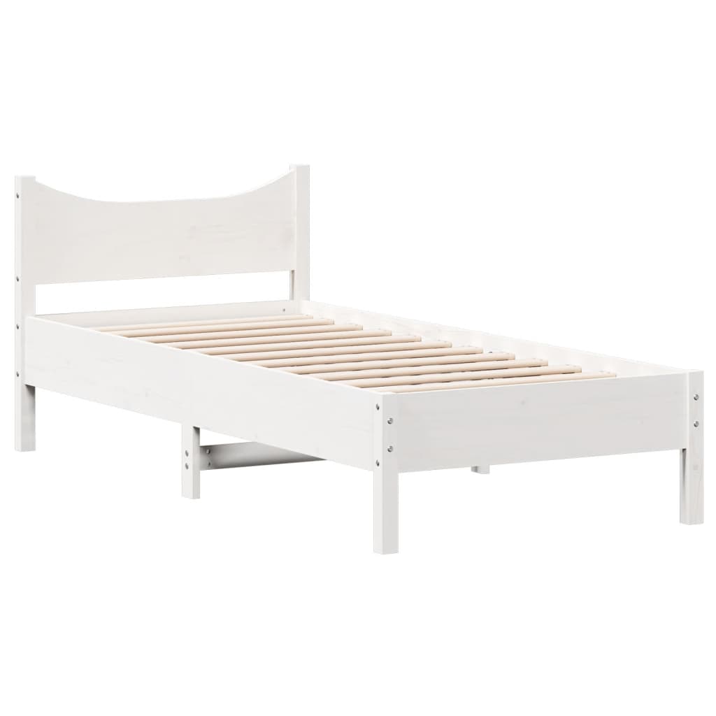 Estrutura de cama 90x200 cm madeira de pinho maciça branco