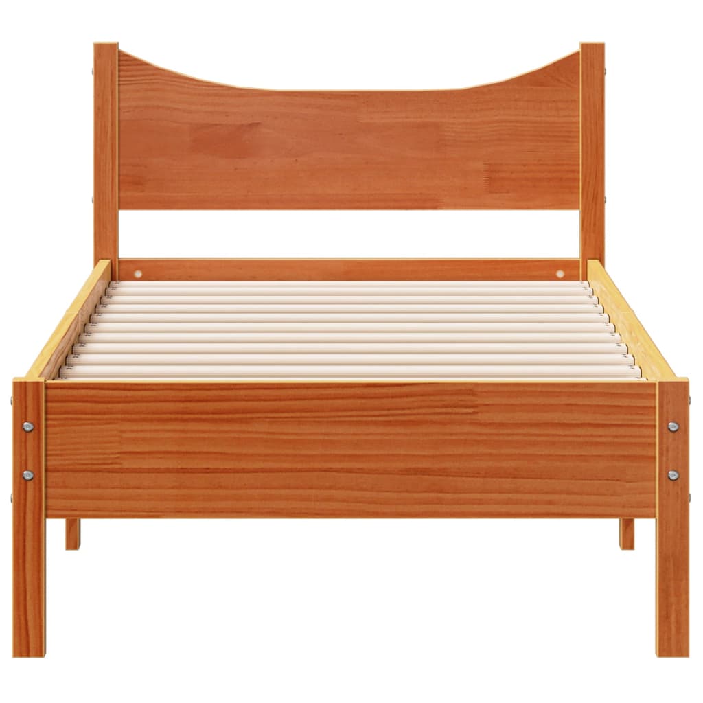 Estrutura de cama 90x200 cm madeira pinho maciça castanho cera