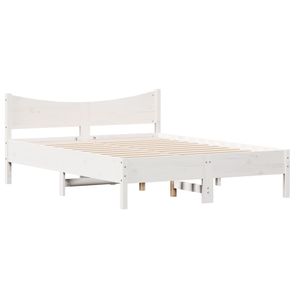 Estrutura de cama 140x190 cm madeira de pinho maciça branco