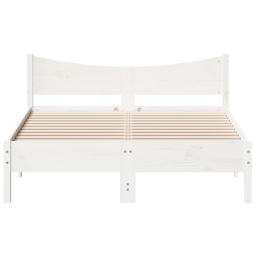 Estrutura de cama 140x190 cm madeira de pinho maciça branco