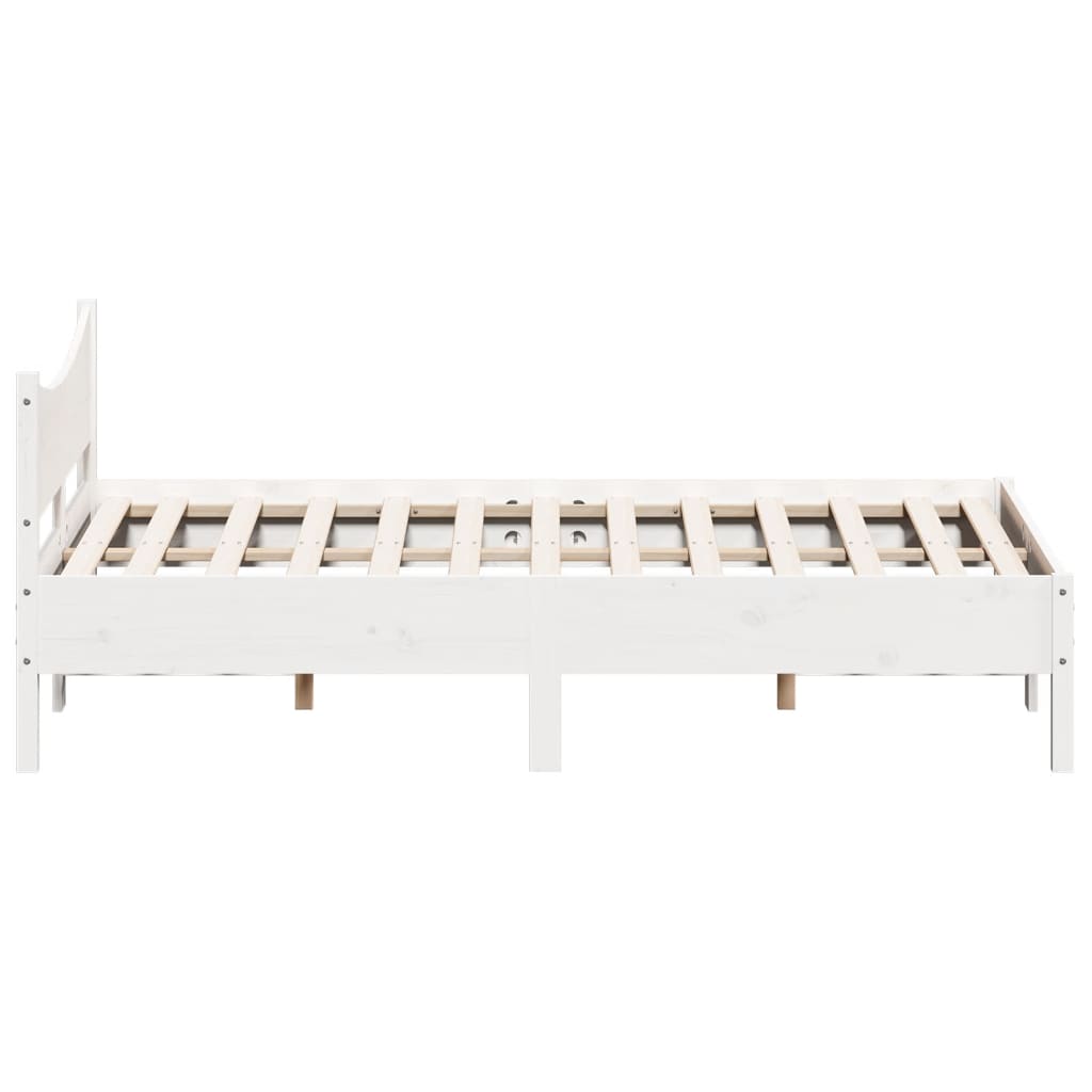 Estrutura de cama 140x190 cm madeira de pinho maciça branco