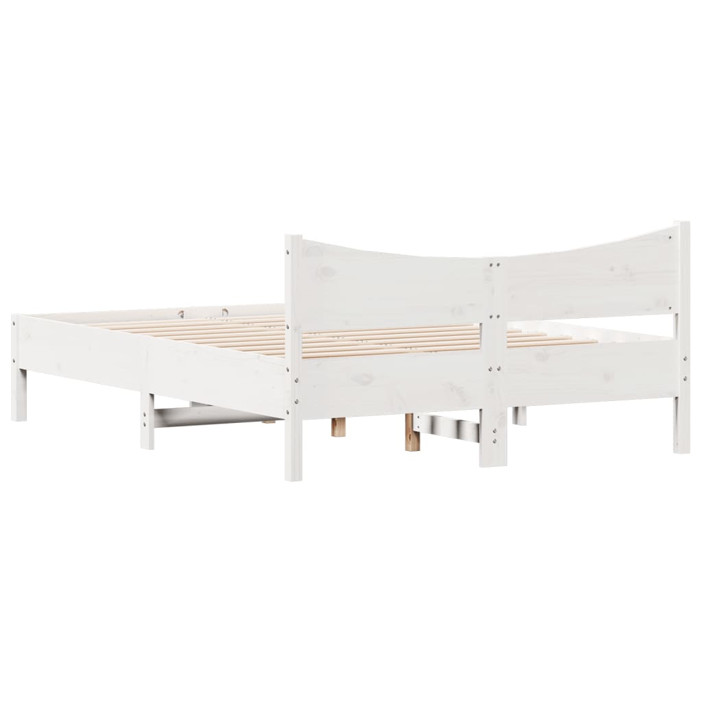 Estrutura de cama 140x190 cm madeira de pinho maciça branco