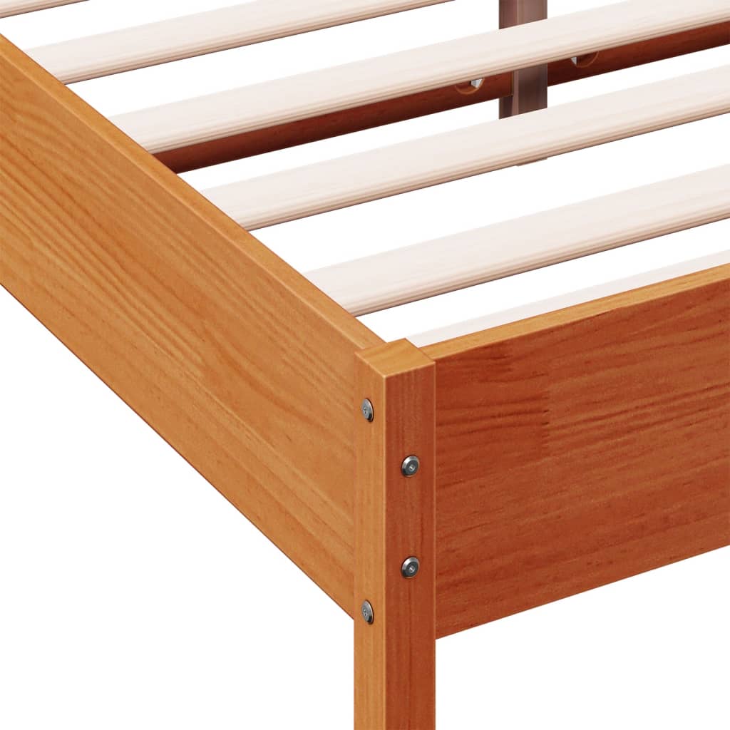 Estrutura de cama 140x190 cm madeira pinho maciça castanho cera