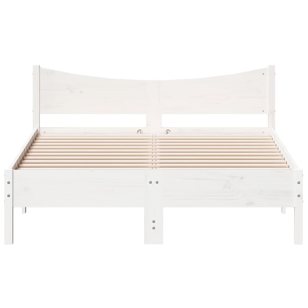 Estrutura de cama 135x190 cm madeira de pinho maciça branco