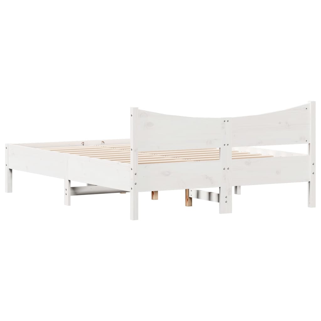 Estrutura de cama 135x190 cm madeira de pinho maciça branco