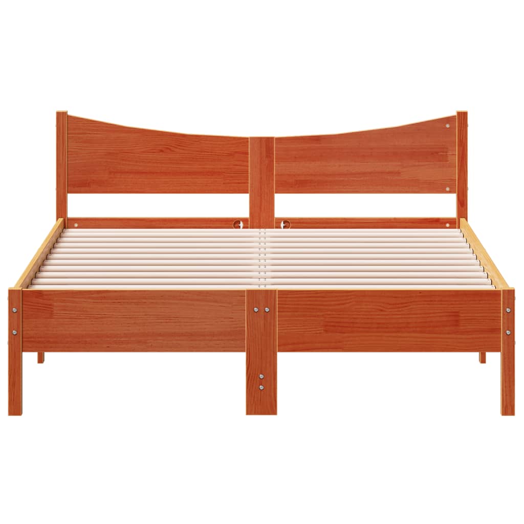 Estrutura de cama 135x190 cm madeira pinho maciça castanho cera