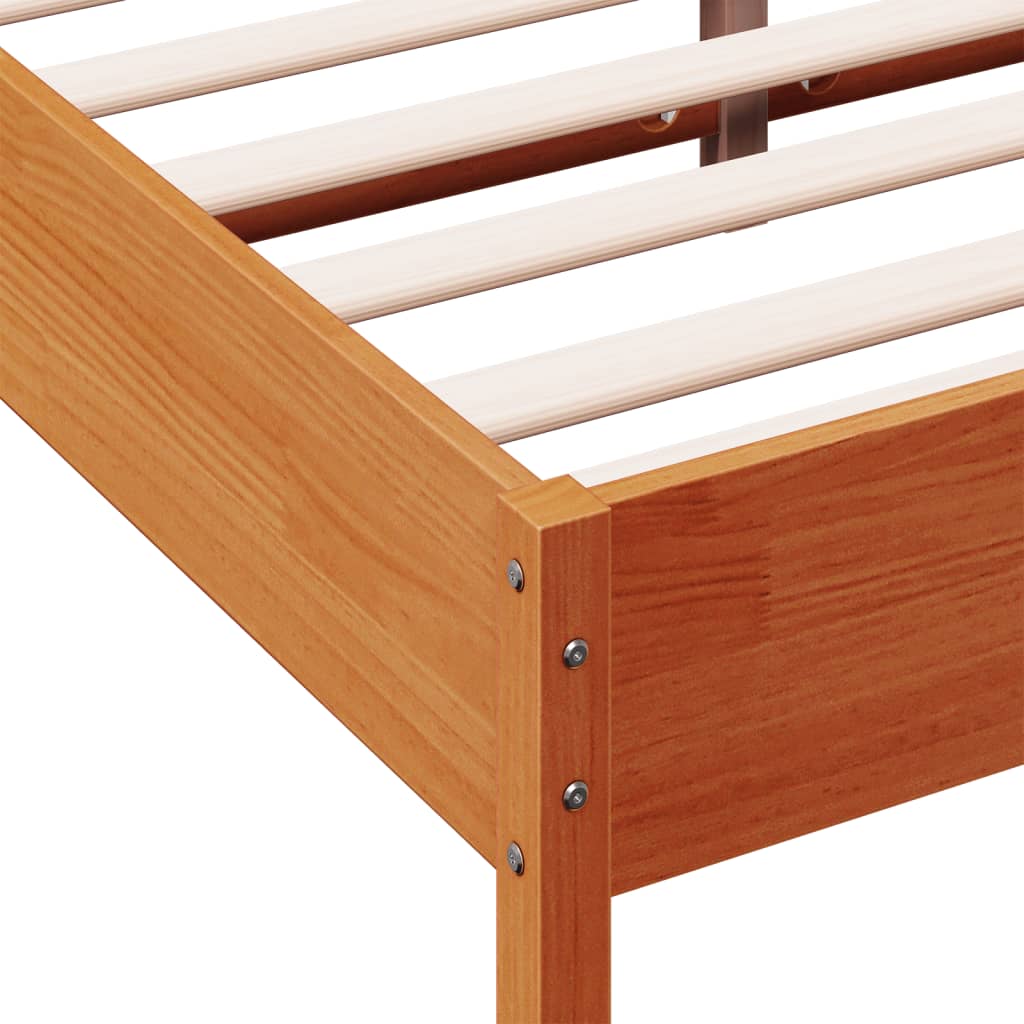 Estrutura de cama 135x190 cm madeira pinho maciça castanho cera