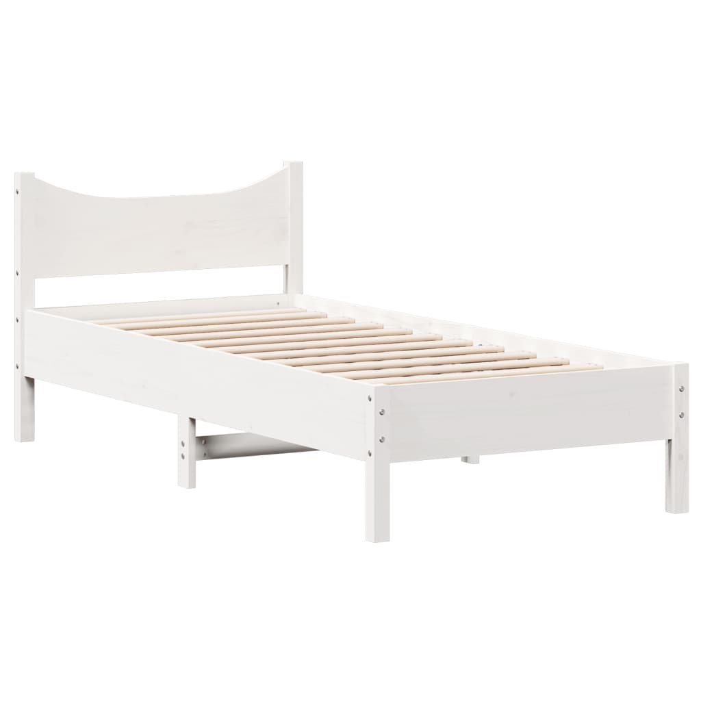 Estrutura de cama 90x190 cm madeira de pinho maciça branco