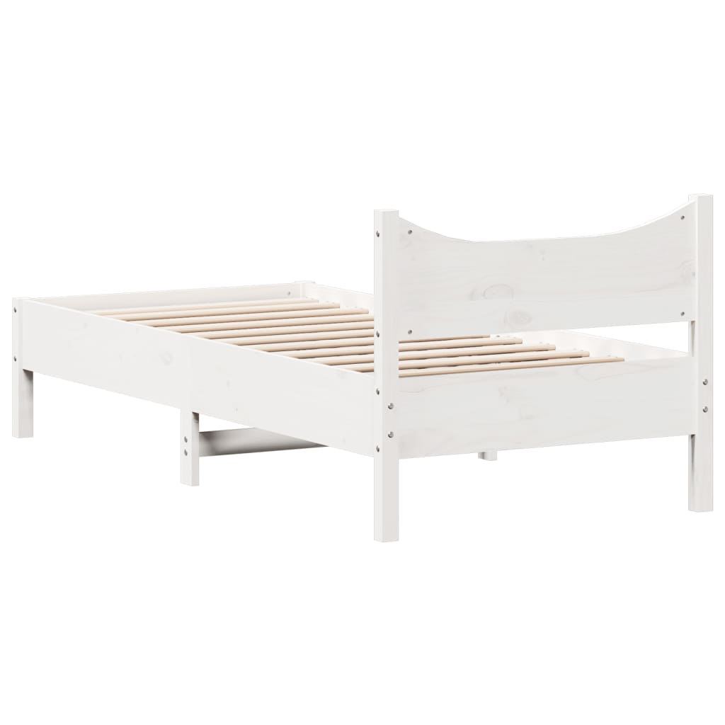 Estrutura de cama 90x190 cm madeira de pinho maciça branco