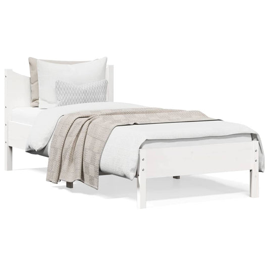 Estrutura de cama 90x190 cm madeira de pinho maciça branco